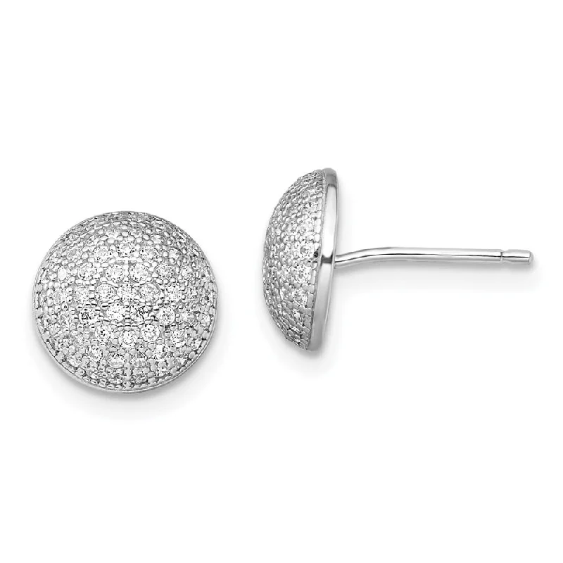 925 Sterling Silver Cubic Zirconia Brilliant Embers Stud Earrings (L-9.5 mm, W-9.5 mm)