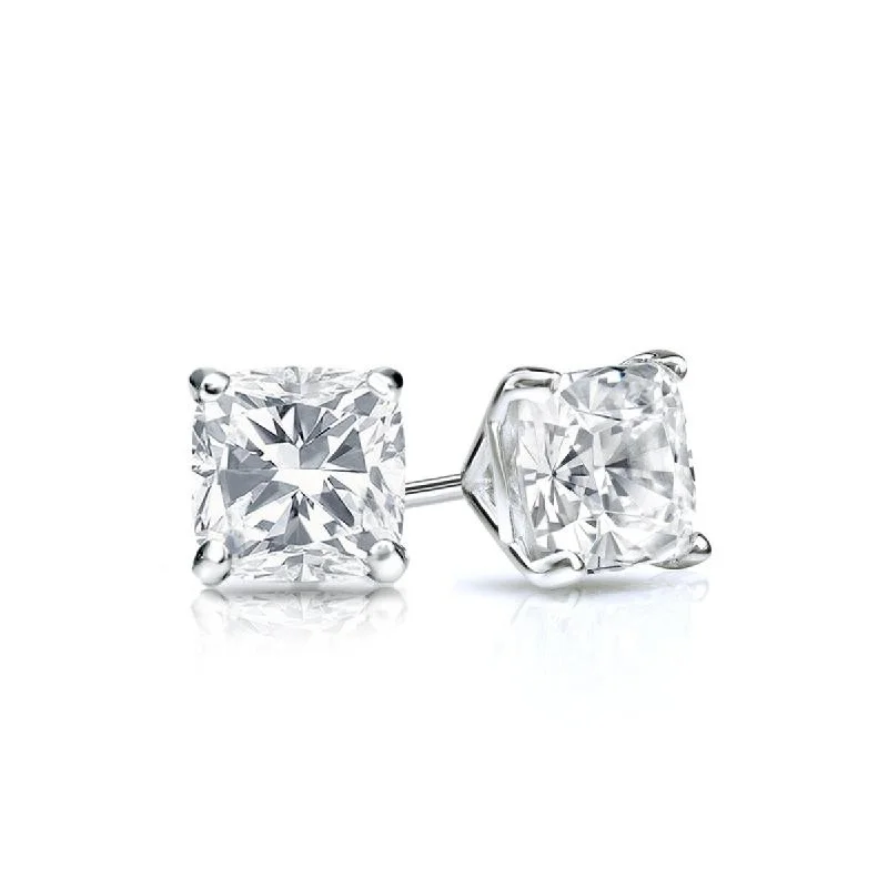 Auriya 14k Gold 1/2ctw Cushion Cut Diamond Stud Earrings (H-I, SI1-SI2)