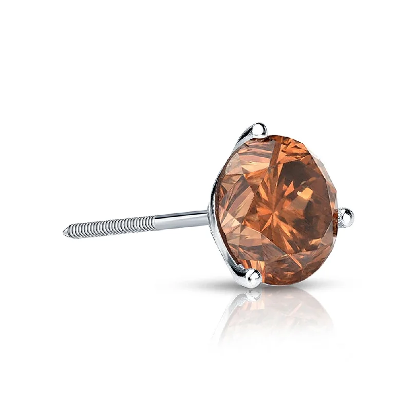 Auriya 14k Gold 1/4ct TDW Round SINGLE (1) Brown Diamond Stud Earring