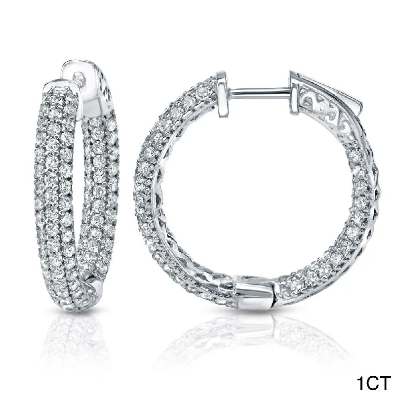 Auriya 14k Gold Small to Large Pave Diamond Hoop Earrings (J-K, I1-I2)