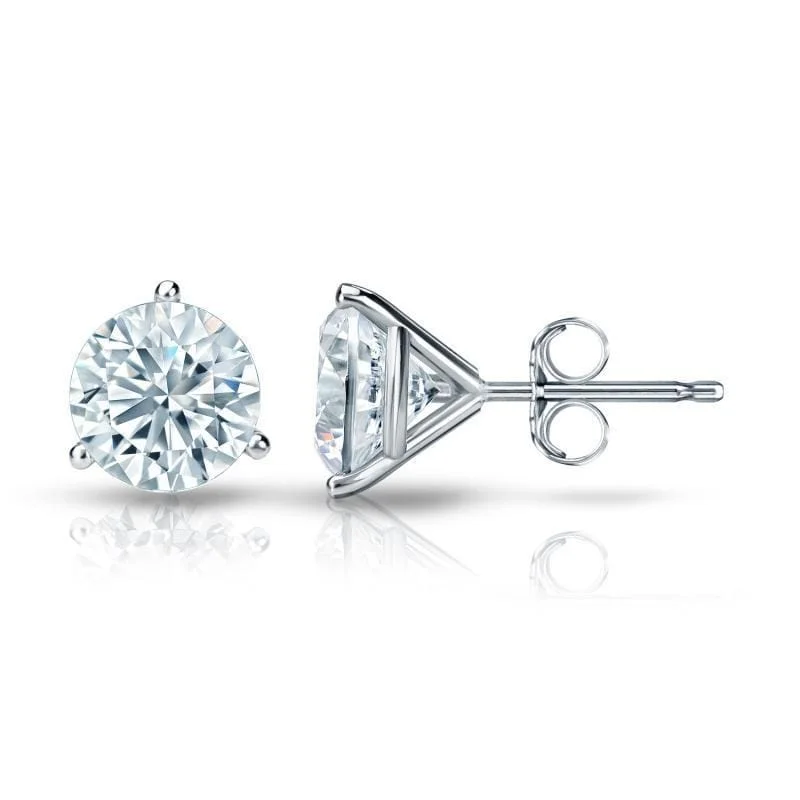 Auriya Platinum 1 3/4ctw 3 Prong Martini Set Round Diamond Stud Earrings Certified