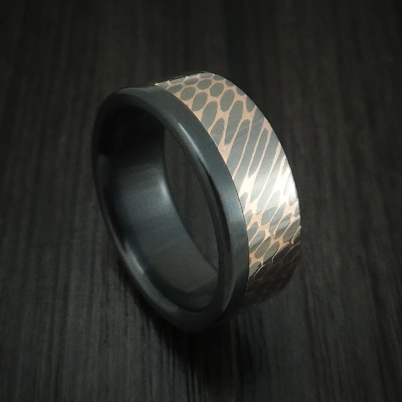 Black Zirconium and Superconductor Off-Set Men's Ring Custom Made Band