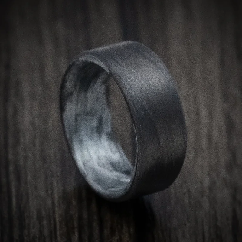 Carbon Fiber Men's Ring with Silver Texalium Sleeve