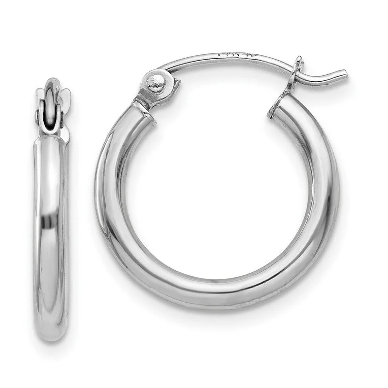 Curata 14k White Gold Polished Lightweight 2x15mm Hoop Earrings