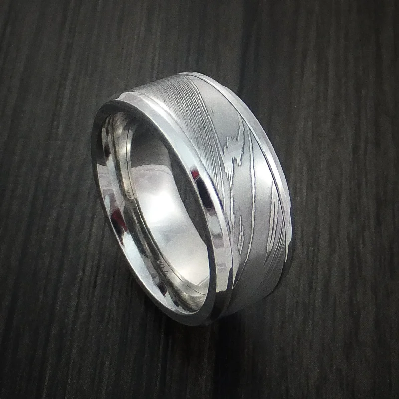 Damascus Steel in Inconel Wedding Men's Band Custom Made