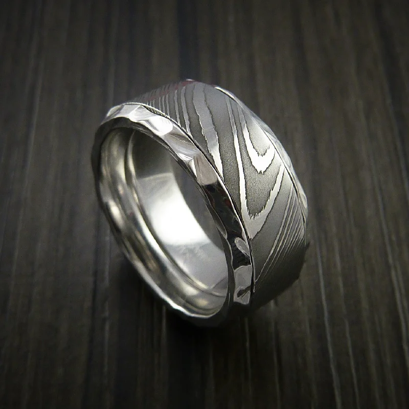 Damascus Steel in Inconel Wedding Men's Band Custom Made