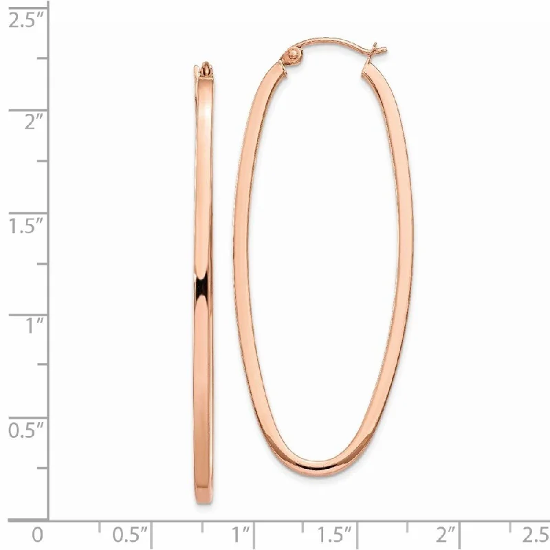 Diamond2Deal 14K Rose Gold Rose Square Tube Oval Hoop Earrings (L-22 mm, W-22 mm)