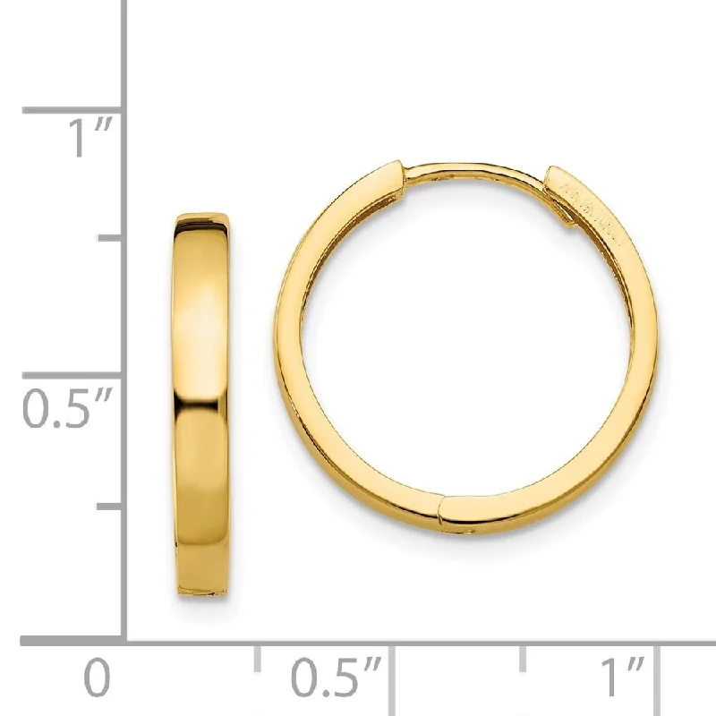 Diamond2Deal 14K Yellow Gold Hinged Hoop Earrings (L- 15 mm, W- 3 mm)