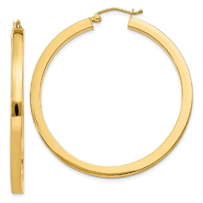 Diamond2Deal 14K Yellow Gold Square Hoop Earrings (L-45 mm, W-3 mm)