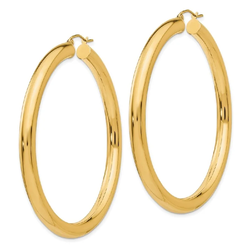 Diamond2Deal 14K Yellow Gold Tube Hoop Earrings (L-60 mm, W-5 mm)