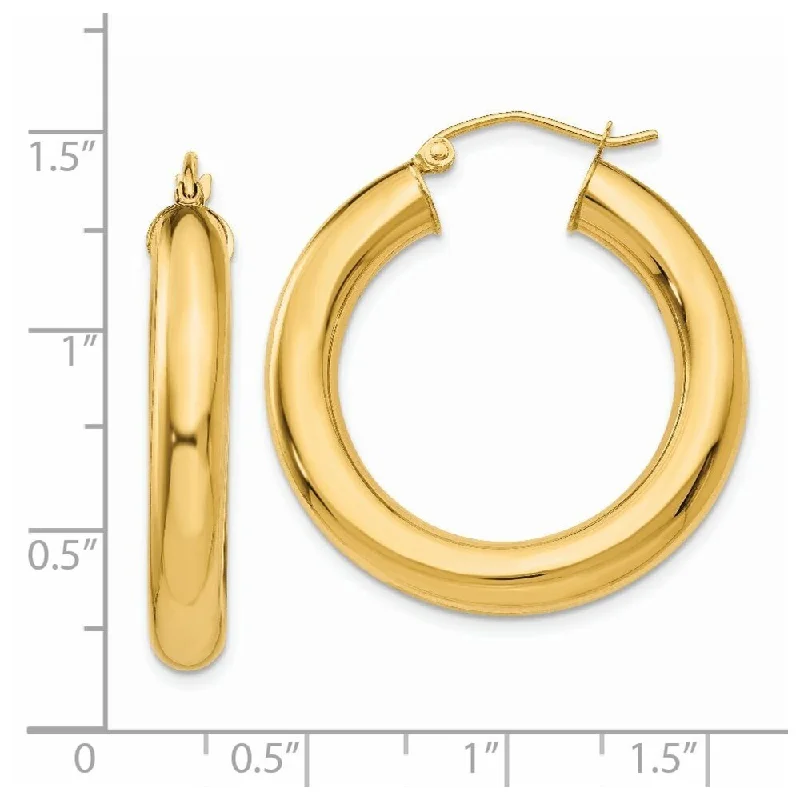 Diamond2Deal 14K Yellow Gold Yellow Lightweight Hoop Earrings (L-30 mm, W-5 mm)