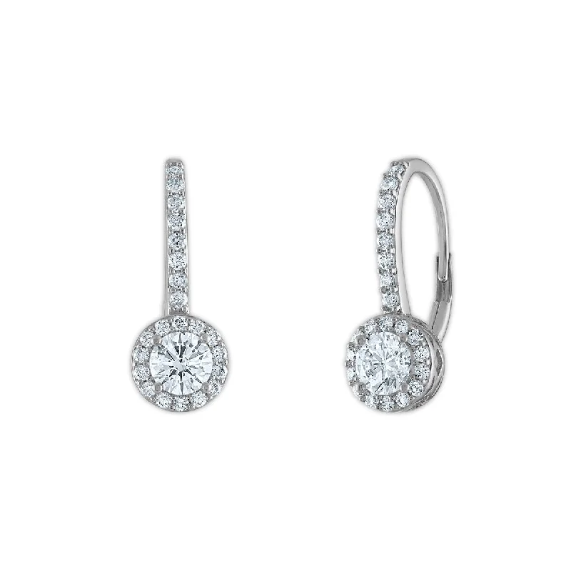 EcoLove 1 1/4 CTW Lab Grown Diamond Halo Drop & Dangle Earrings in 14KT White Gold