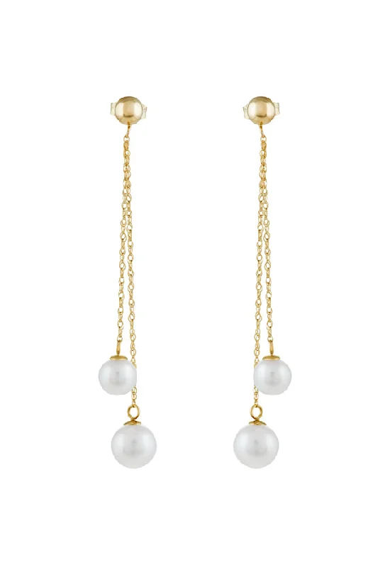 14K Yellow Gold Cultured Fresh Water Pearl Earrings