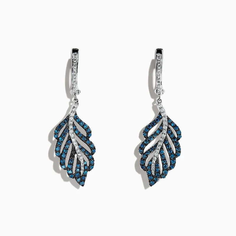 Bella Bleu 14K White Gold Blue and White Diamond Earrings, 1.54 TCW