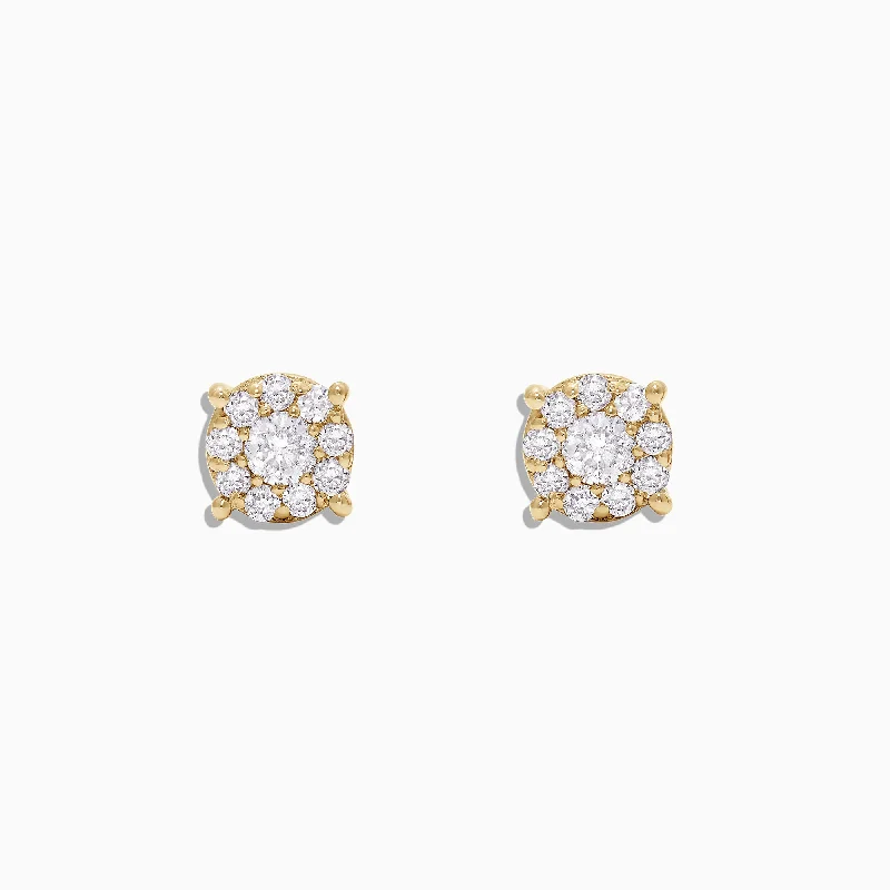 Bouquet 14K Yellow Gold Diamond Cluster Stud Earrings, 0.50 TCW