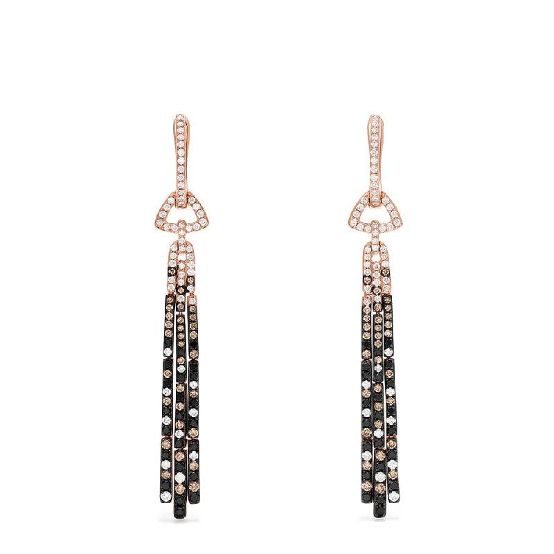 Confetti 14K Gold Black, Espresso & White Diamond Earrings, 1.51 TCW