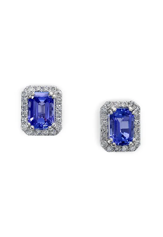 14K White Gold Tanzanite and Diamond Earrings, 1.96 TCW