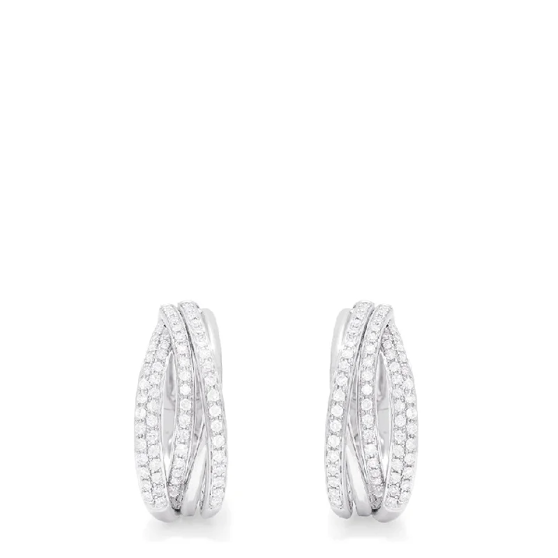 Pave Classica 14K White Gold Diamond Hoop Earrings, 0.52 TCW