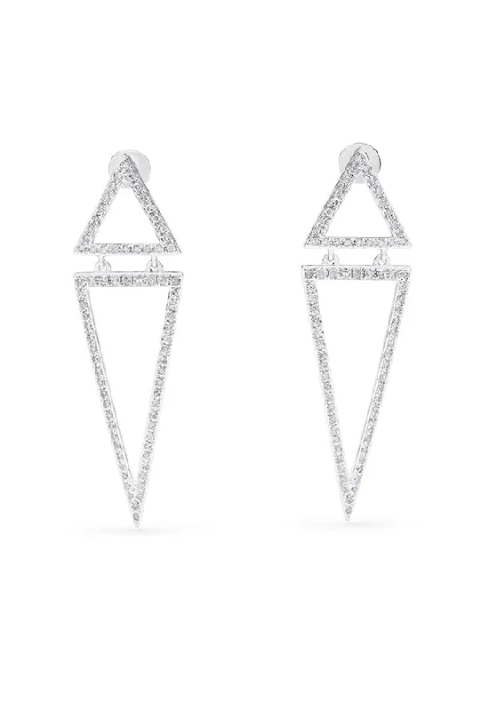 Pave Classica 14K White Gold Diamond Triangles Earrings, 0.59 TCW