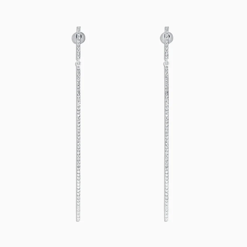 Pave Classica 14K White Gold Diamond Vertical Earrings, 0.35 TCW