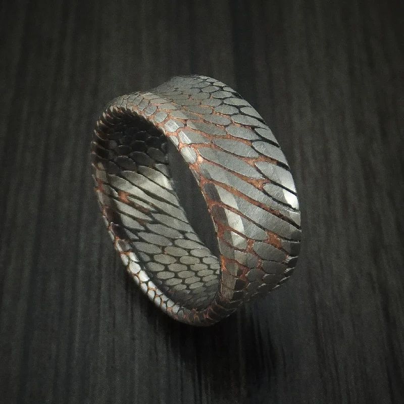 Etched Superconductor Men's Ring Custom Made Titanium-Niobium and Copper Band