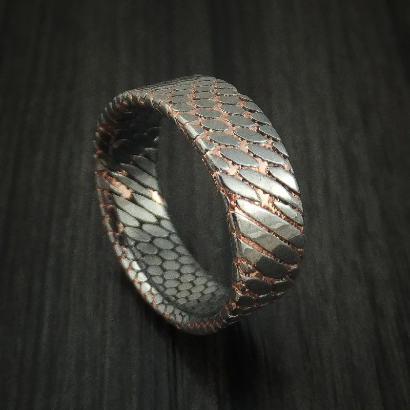 Etched Superconductor Men's Ring Custom Made Titanium-Niobium and Copper Band