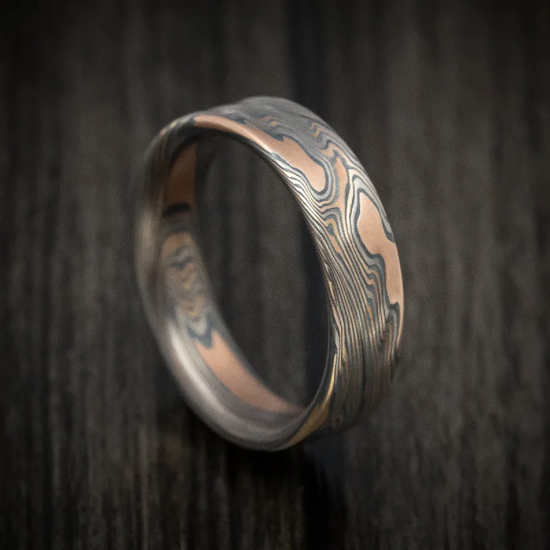 Handmade 14K Mokume Gane Twist Pattern Men's Ring