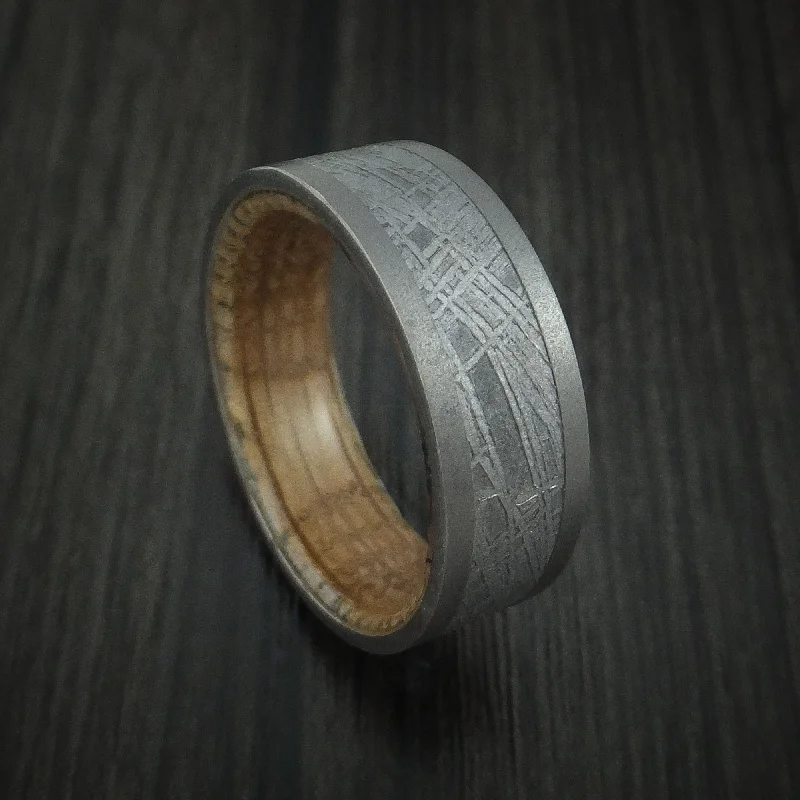 Inconel and Gibeon Meteorite Men's Band with Hardwood Sleeve Custom Made Men's Band