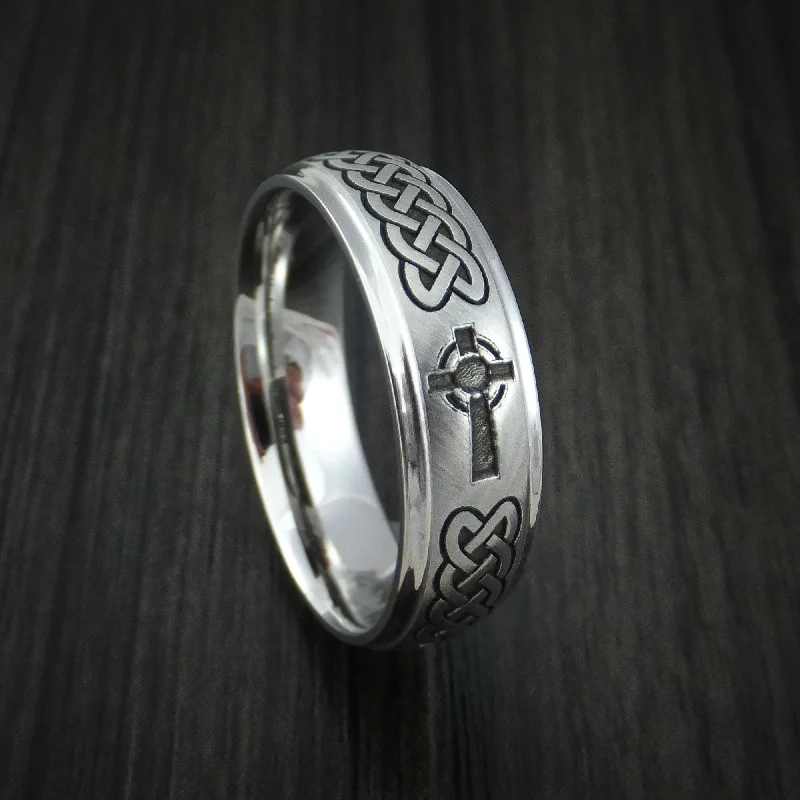 Inconel Celtic Band Irish Knot Cross Men's Ring Carved Pattern Design