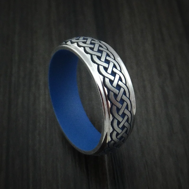 Inconel Celtic Band Irish Knot Men's Ring Carved Pattern Design with Cerakote Custom Made