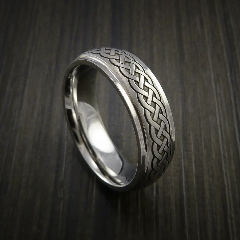 Inconel Celtic Band Irish Knot Men's Ring Carved Pattern Design