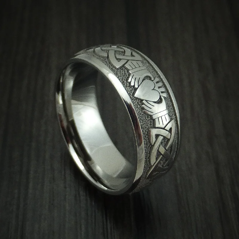 Inconel Celtic Claddagh Design Men's Ring Custom Made Band