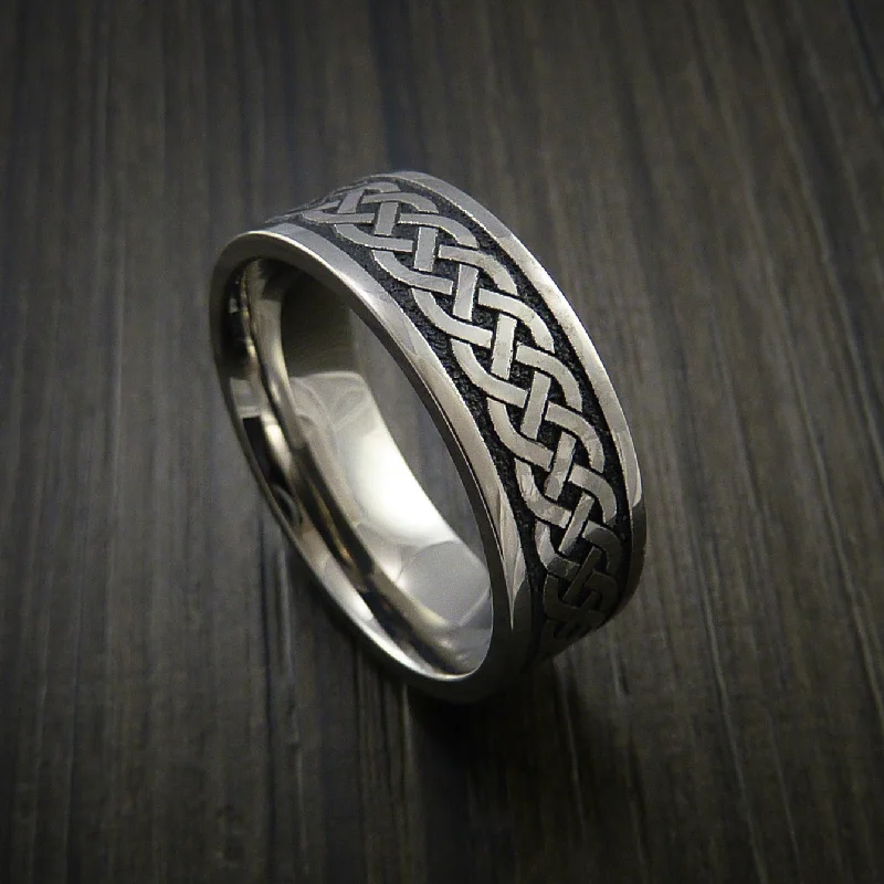 Inconel Celtic Irish Knot Men's Ring Carved Band