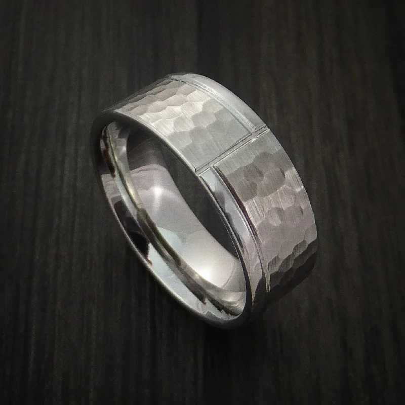 Inconel Hammered Men's Ring with Modern Design Custom Made Band