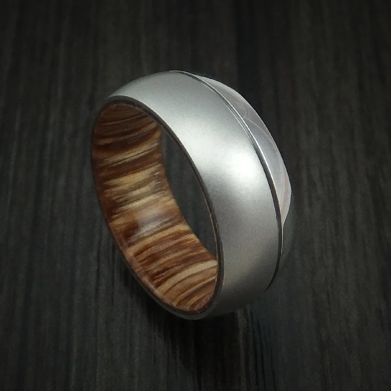 Inconel Men's Ring with Teak Hardwood Sleeve Custom Made Band