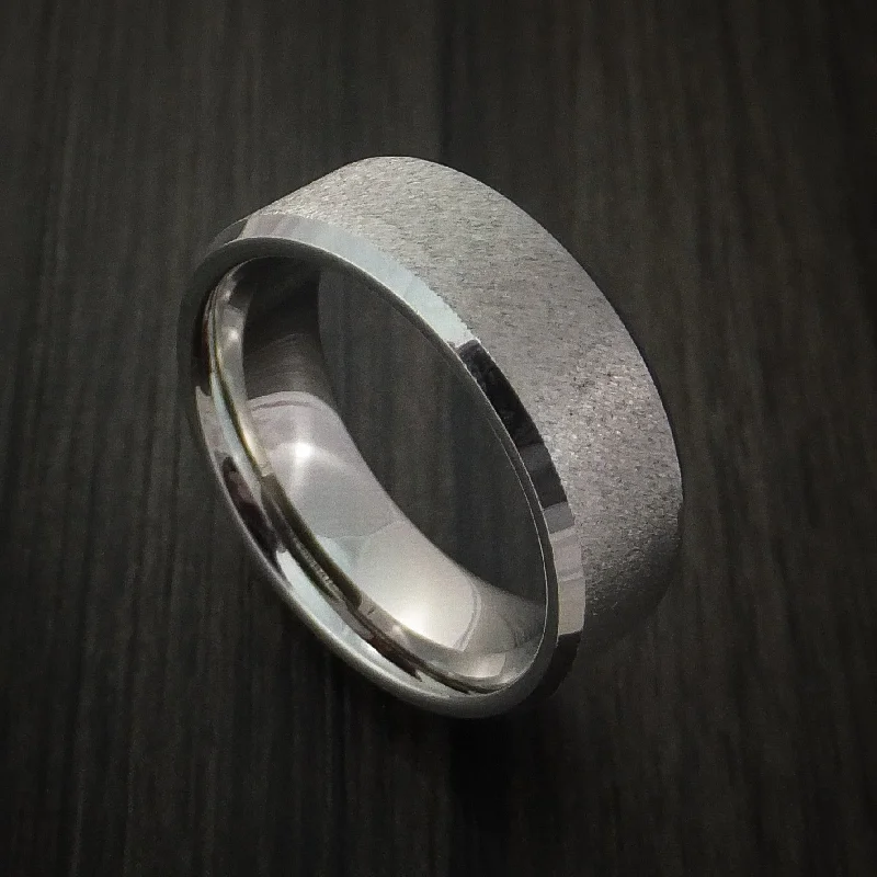 Inconel Men's Ring with Unique Angle Stone Finish Custom Made Band