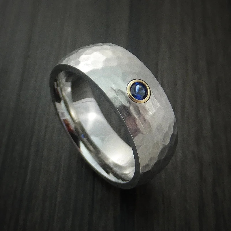 Inconel with Sapphire and 14k Yellow Gold Bezel Custom Made