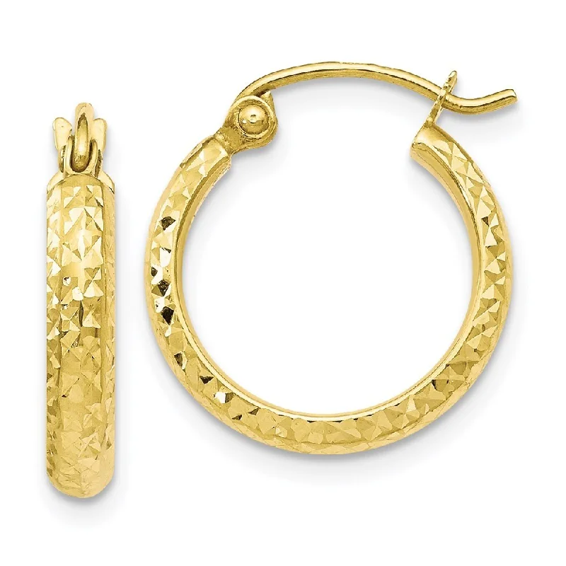 Leslie's 10k Yellow Gold Diamond Cut Hinged Hoop Earrings (L-16 mm, W-15 mm)