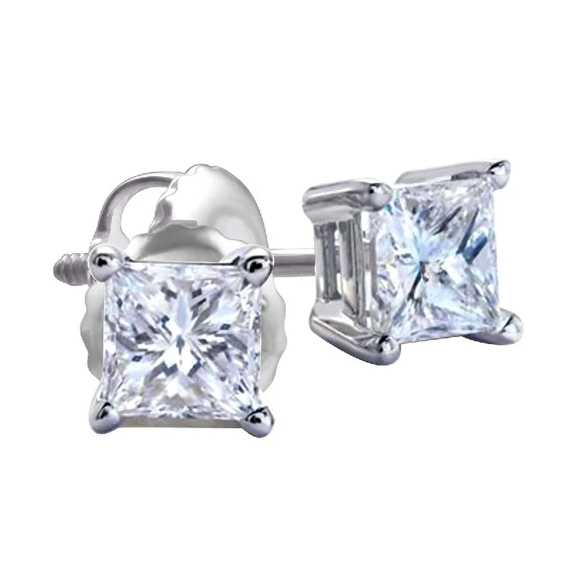 Premiere 1-1/2 CTW Diamond Solitaire Stud Earrings in 14KT White Gold