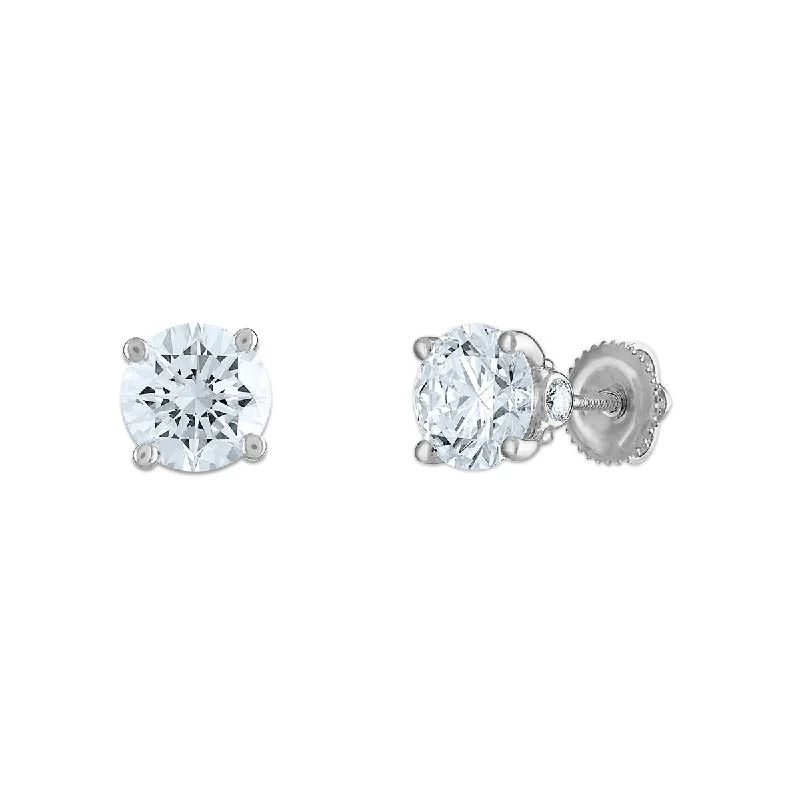 Red Hot Deal 3 CTW Round Lab Grown Diamond Stud Solitaire Earrings in 14KT White Gold