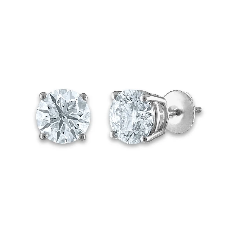 Signature Certificate EcoLove 3 CTW Round Lab Grown Diamond Solitaire Stud Earrings in 14KT White Gold