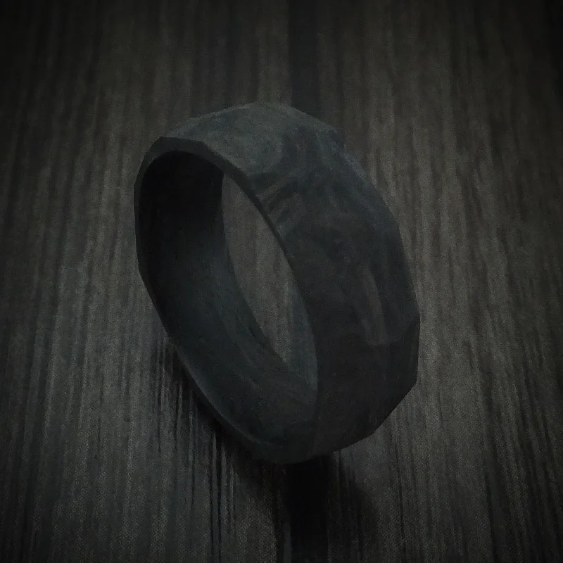 Solid Forged Carbon Fiber Faceted Men's Ring