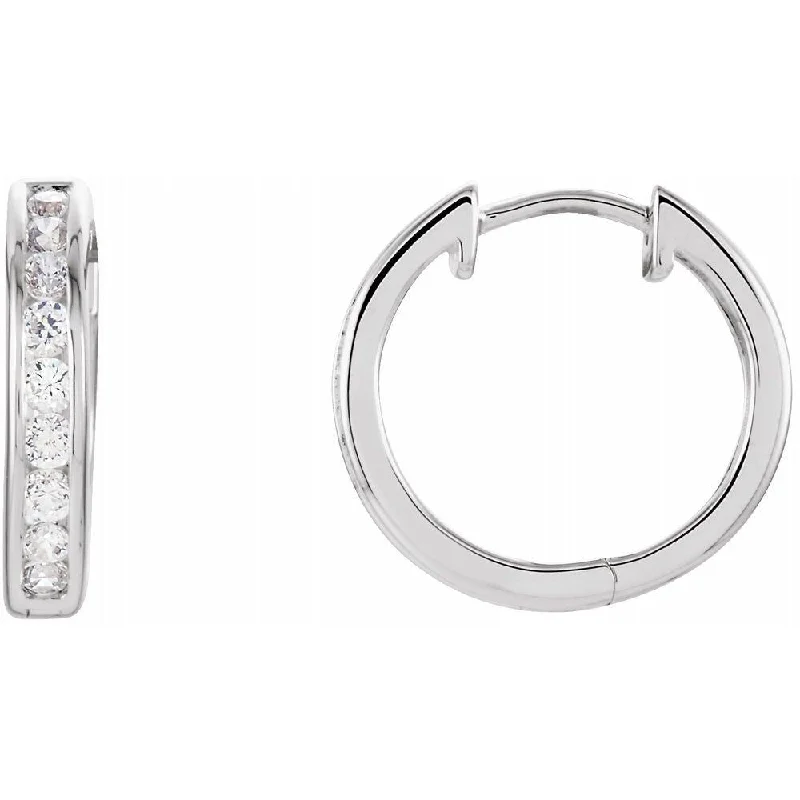 Sterling Silver Cubic Zirconia Hinged Hoop Earring for Women