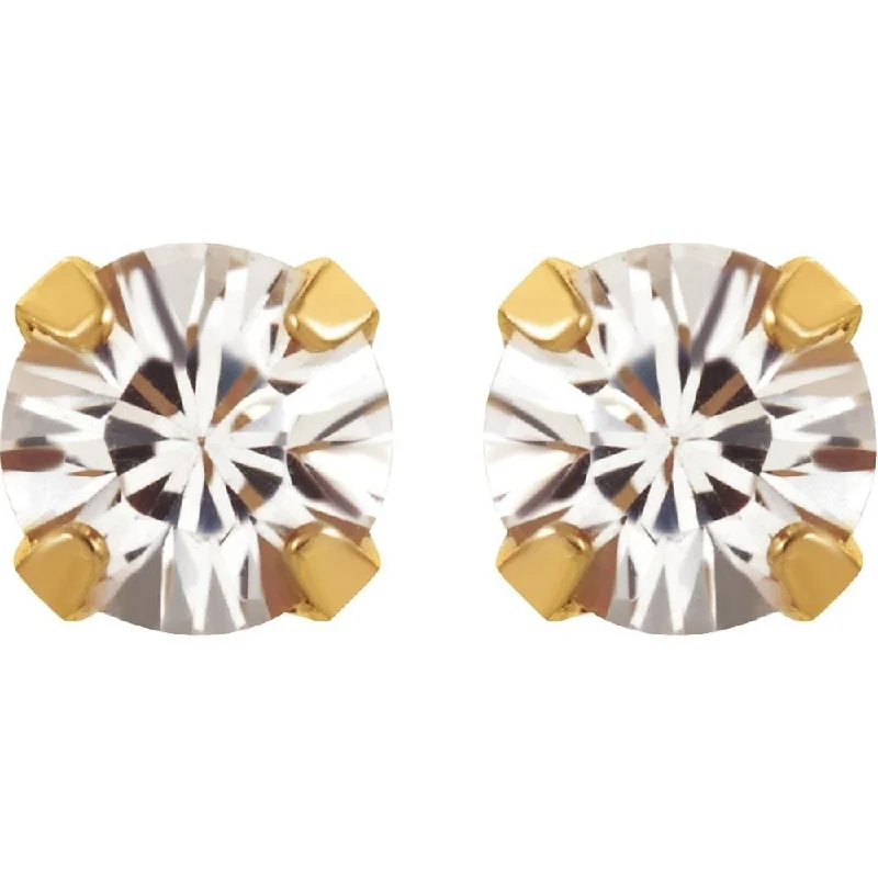 Sterling Silver Imitation White Sapphire Inverness Piercing Stud Earring for Women