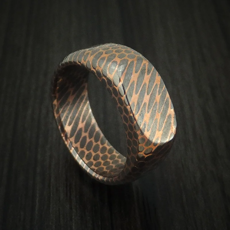 Superconductor Signet Men's Ring Custom Made Titanium-Niobium and Copper Band