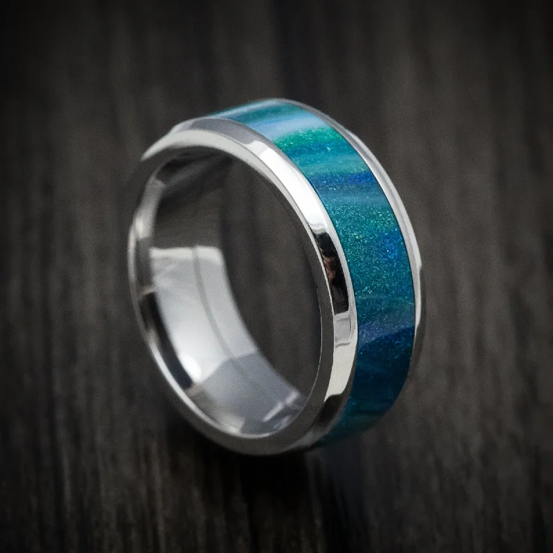 Titanium and DiamondCast Inlay Men's Ring Custom Made