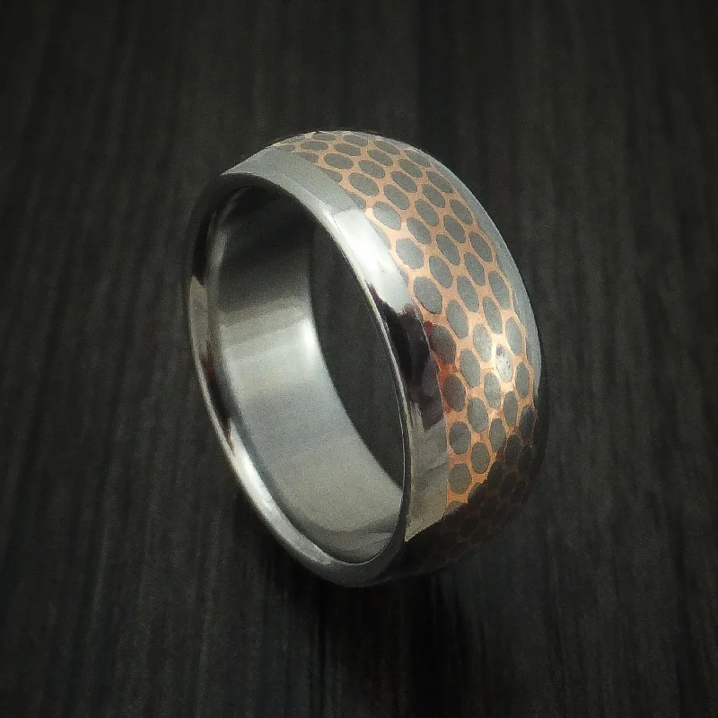 Titanium and Superconductor Men's Ring Custom Made Titanium-Niobium and Copper Band