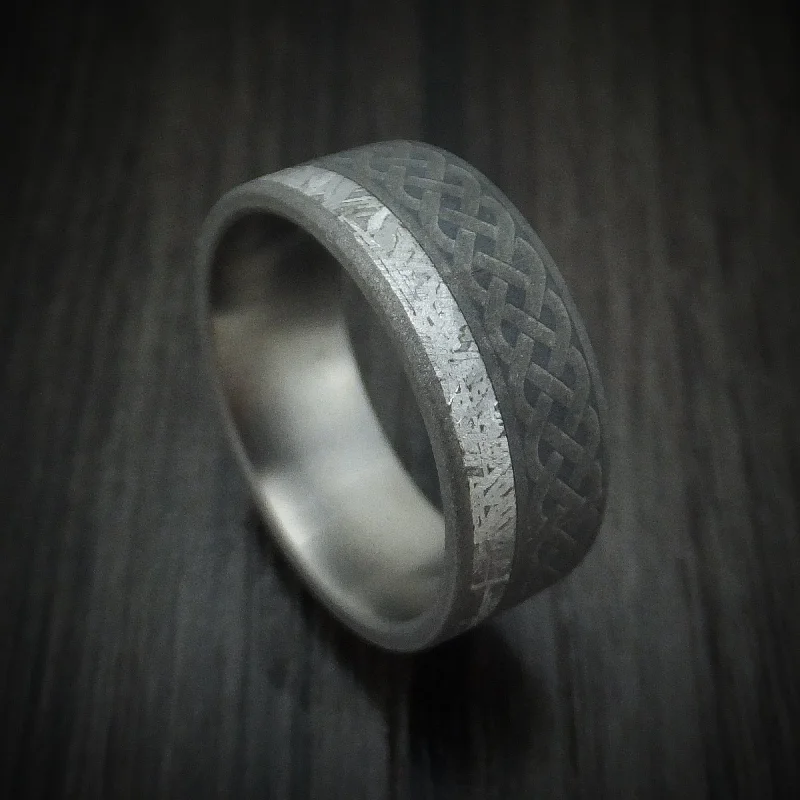 Titanium Celtic Men's Ring with Gibeon Meteorite Custom Made Band