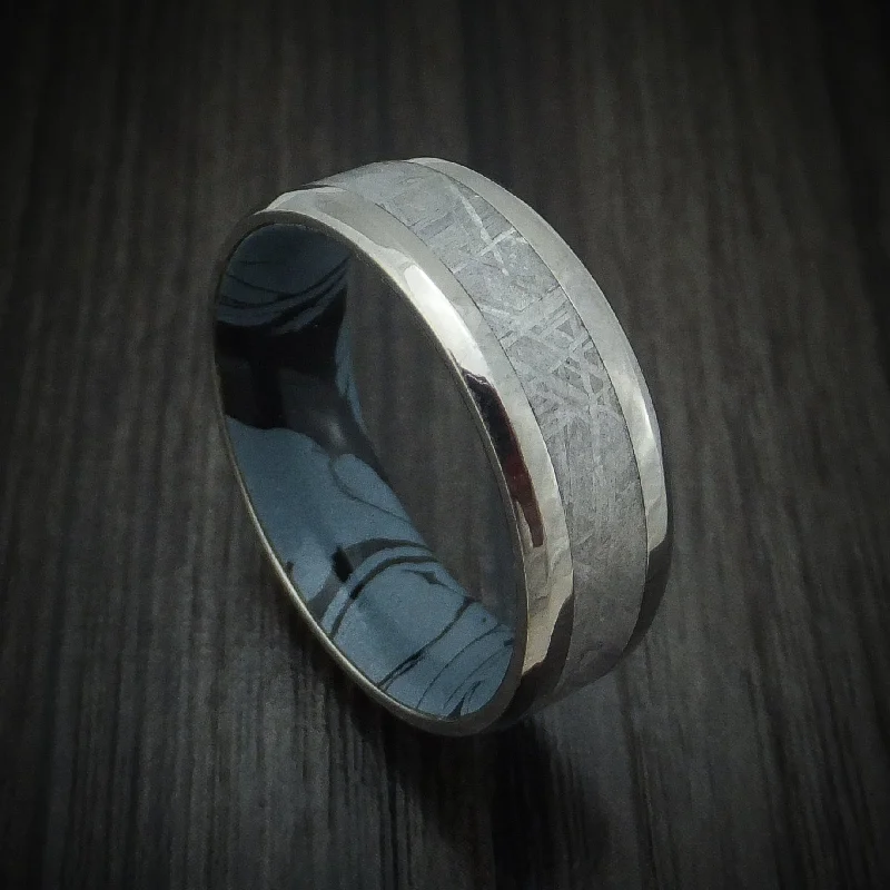 Titanium Men's Ring With Gibeon Meteorite And Cobaltium SpectraMokume Custom Made