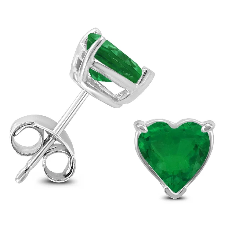 Marquee 14K White Gold 5MM Heart Emerald Earrings